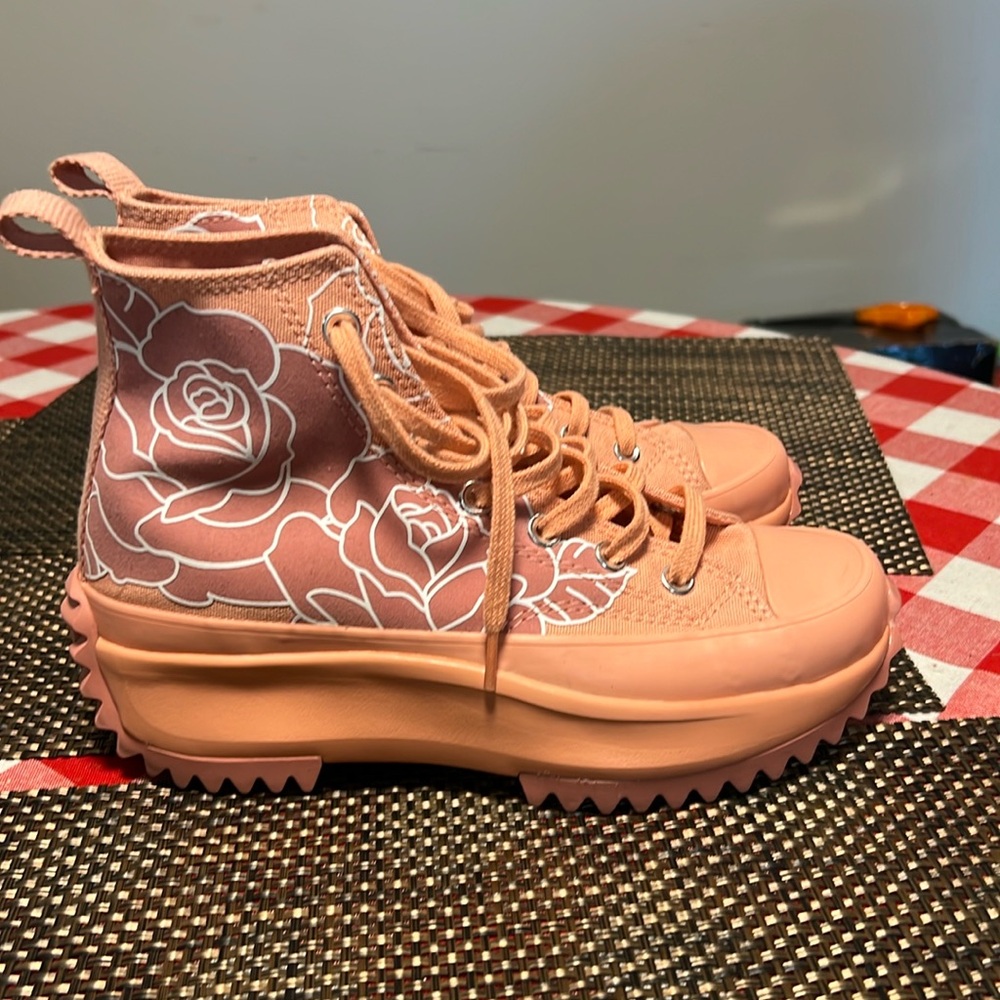 Converse Pink Floral High-Top Sneakers